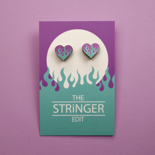 Flaming Heart Studs