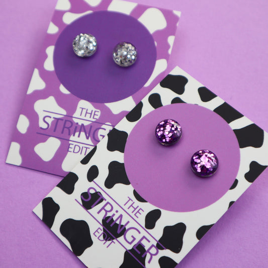 Purple Glitter Studs