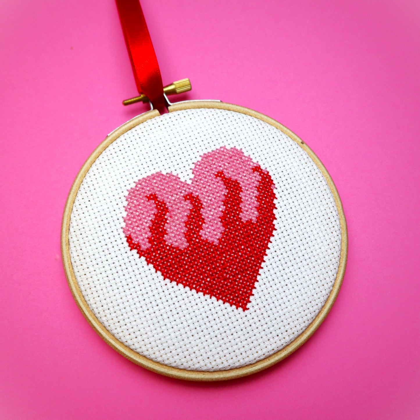 Red Flaming Heart Cross Stitch Kit