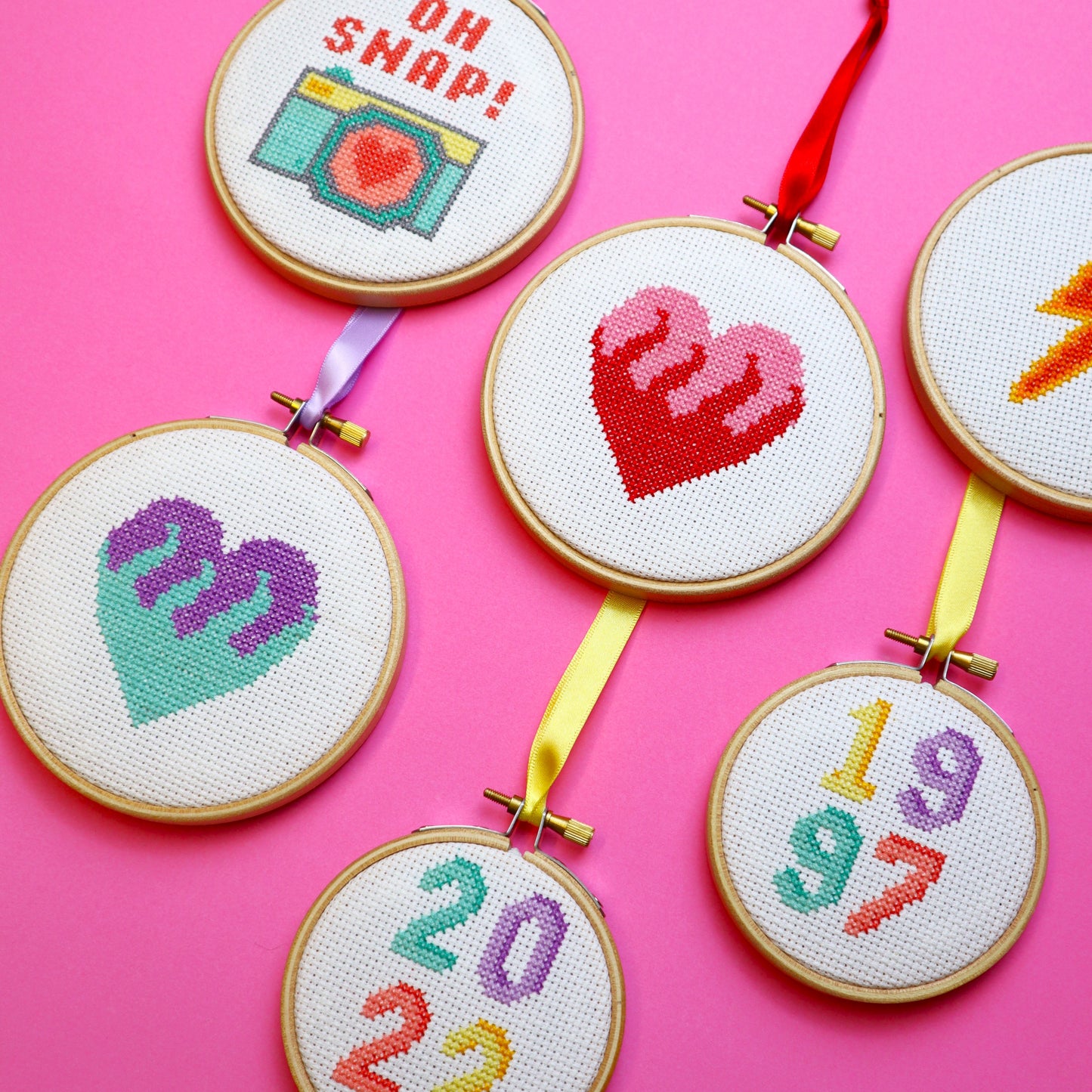 Red Flaming Heart Cross Stitch Kit