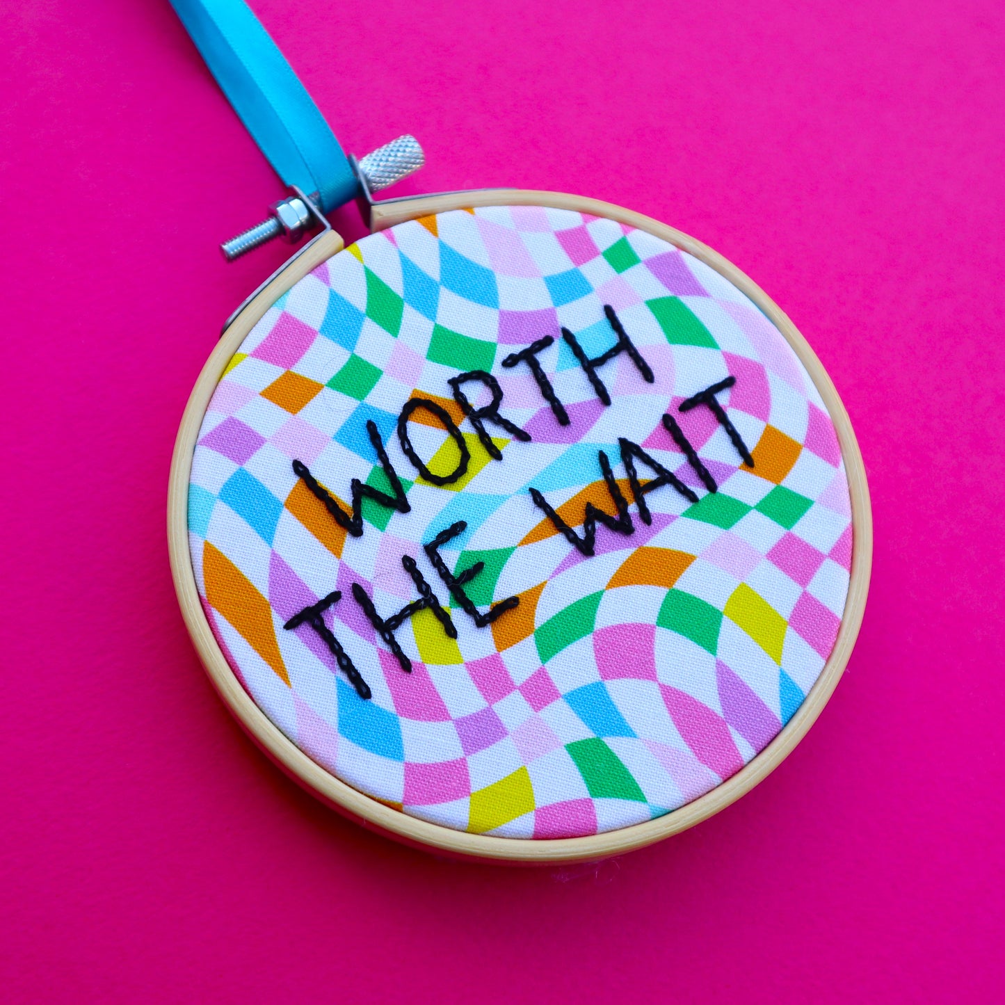 'Worth the Wait' Embroidered Hoop