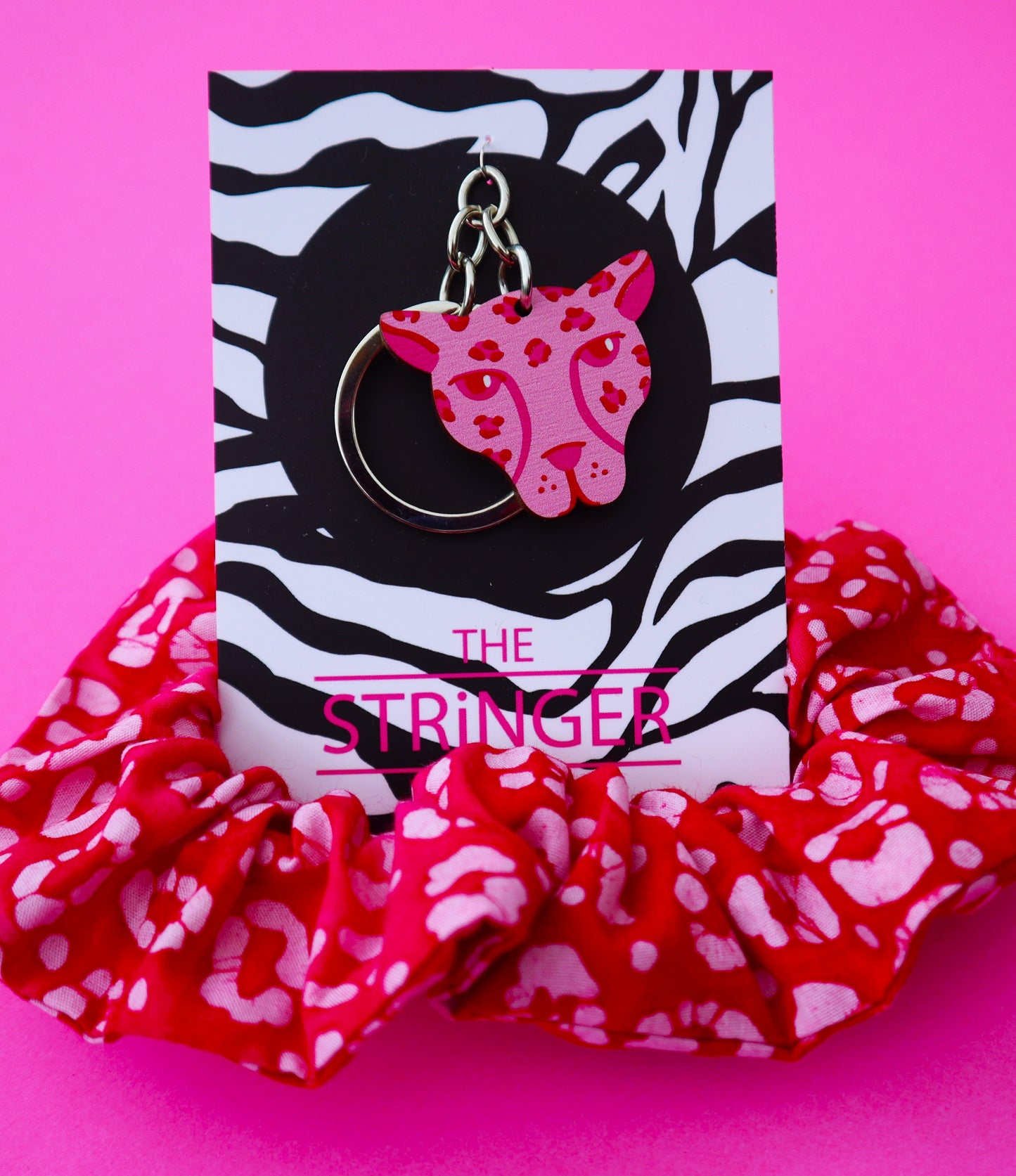 Pink Leopard Print Scrunchie