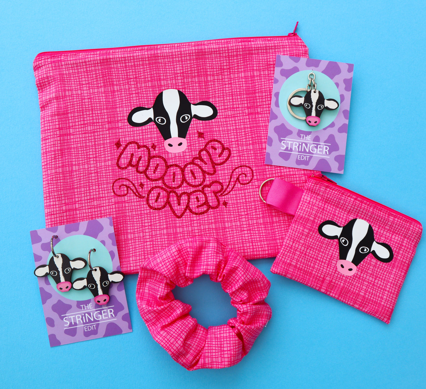 Checked Cow Print Pouch