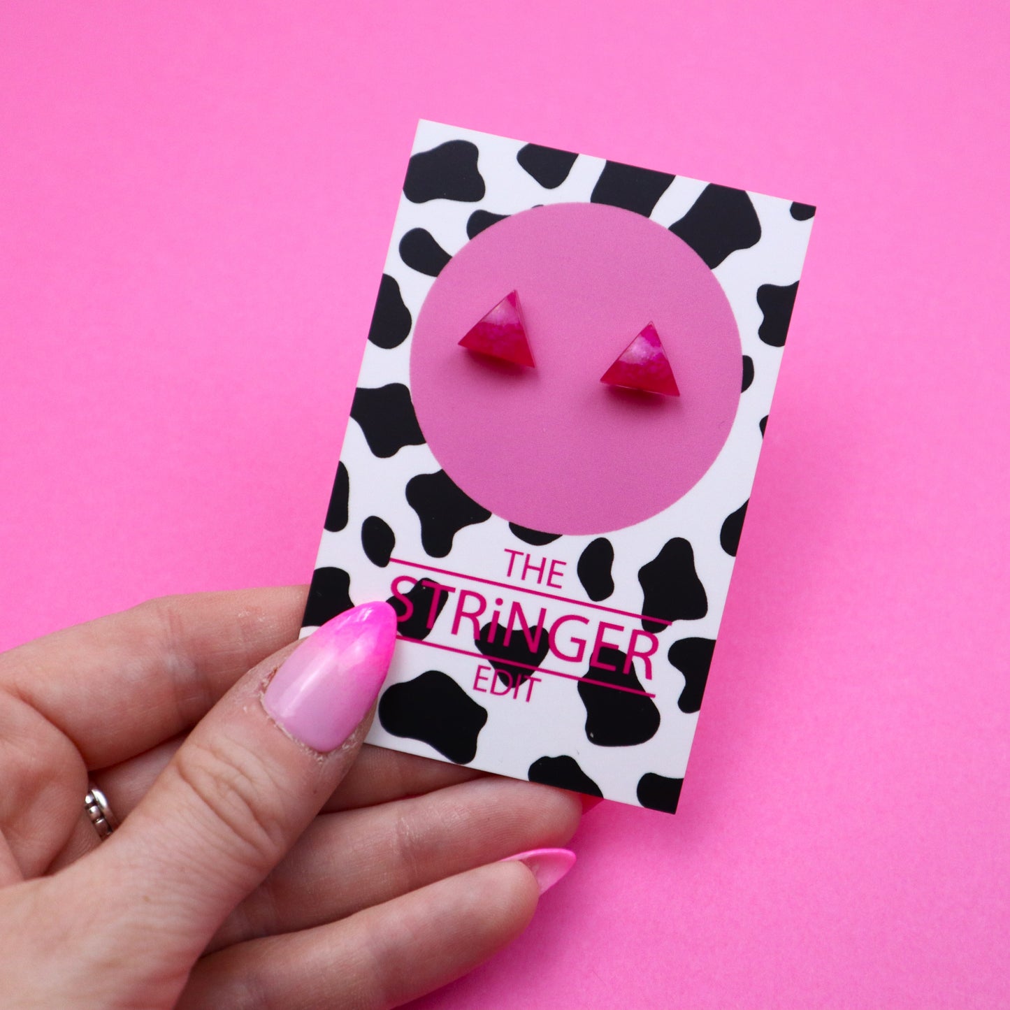 Pink Triangle Studs