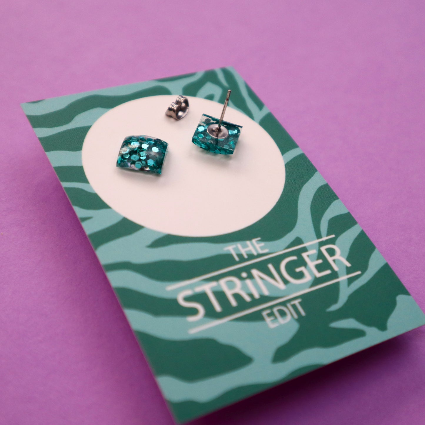 Aqua Glitter Studs