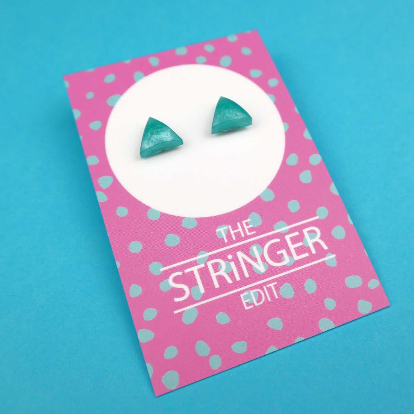 Aqua Triangle Studs