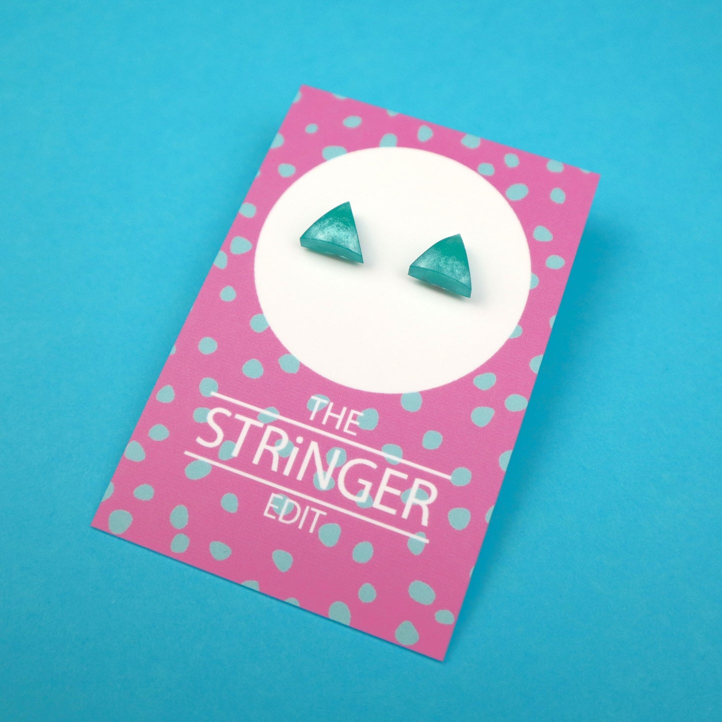 Aqua Triangle Studs