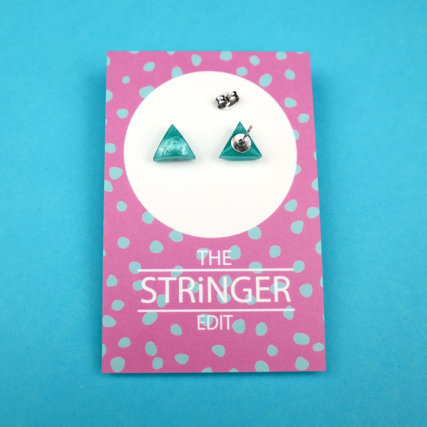 Aqua Triangle Studs