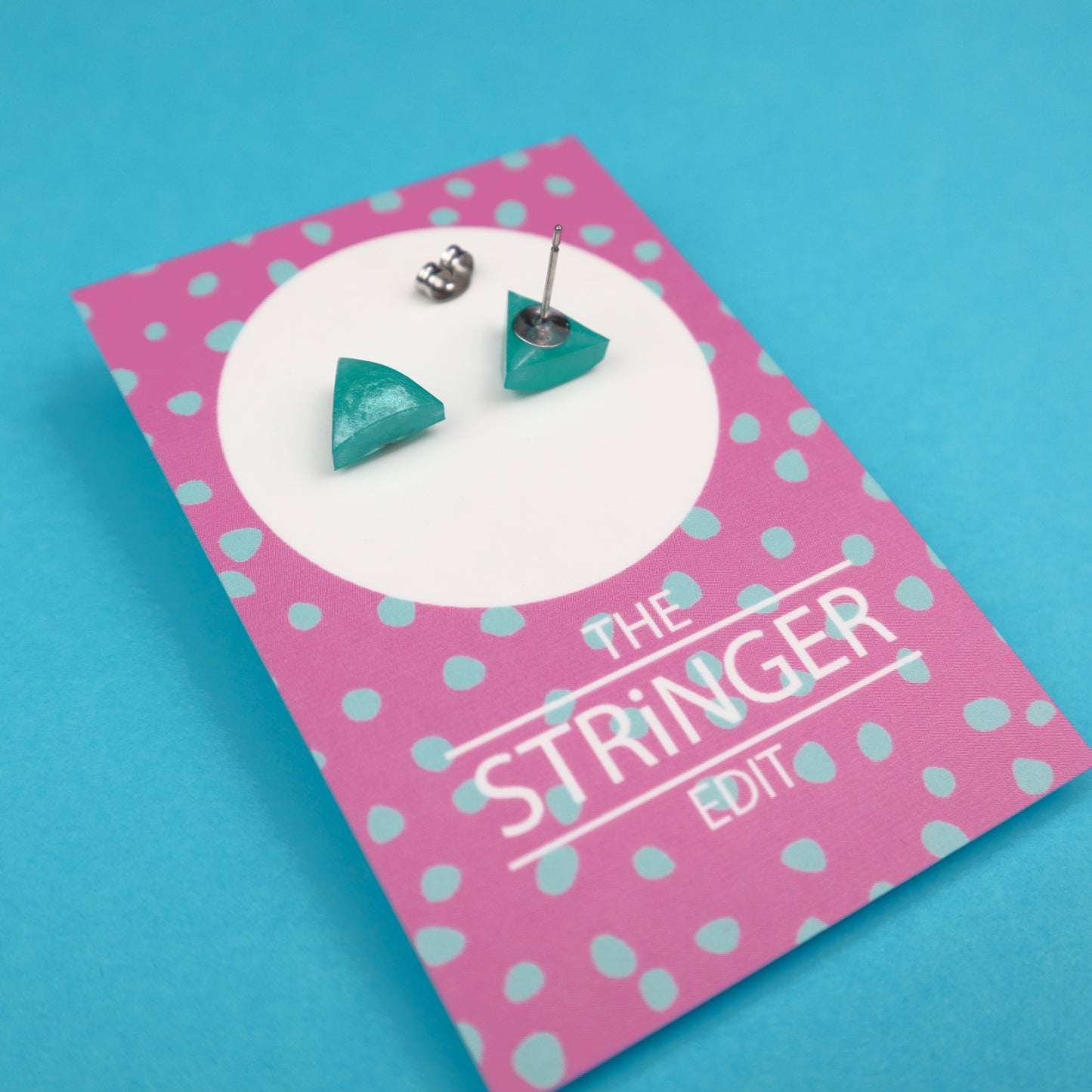 Aqua Triangle Studs