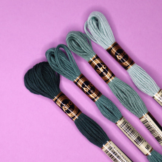 Embroidery Thread Pack- Sea Green Mix