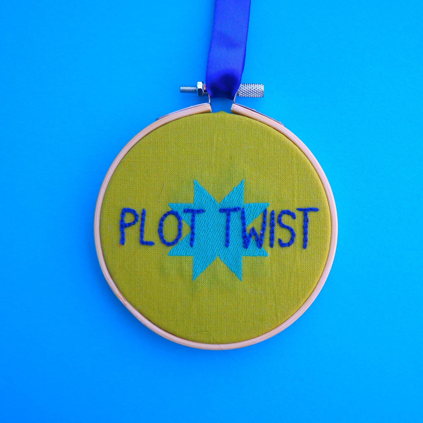 'Plot Twist' Embroidered Hoop