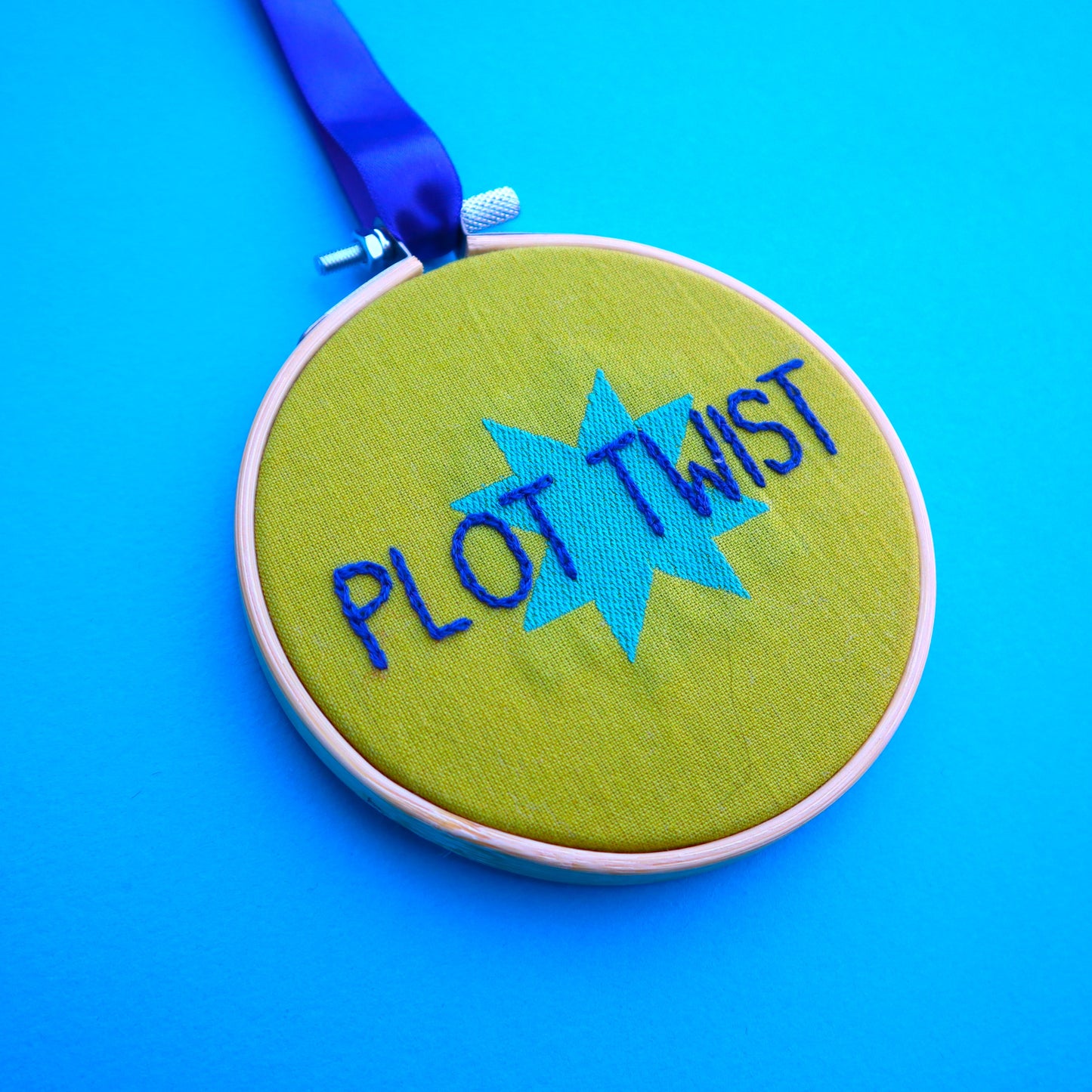 'Plot Twist' Embroidered Hoop