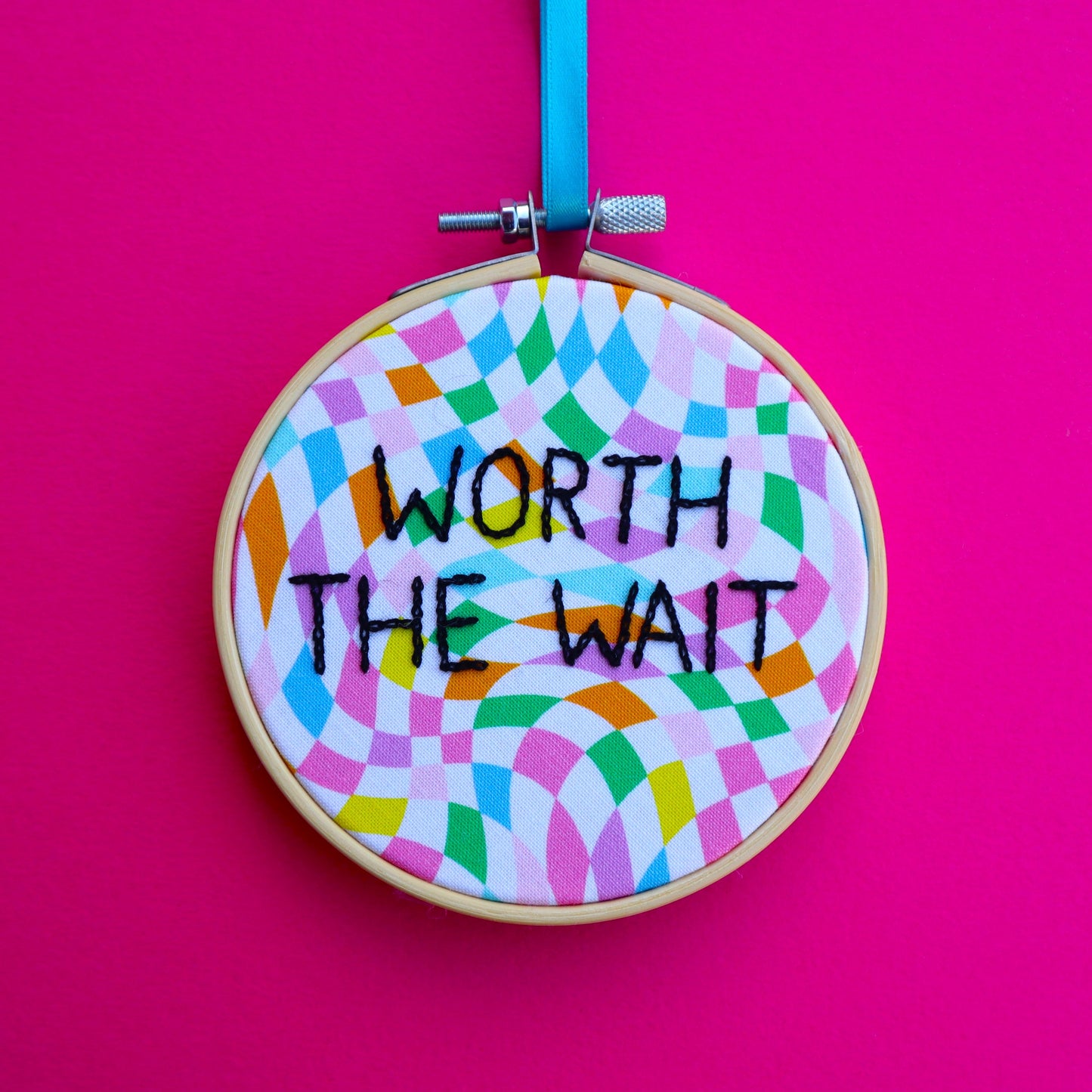 'Worth the Wait' Embroidered Hoop