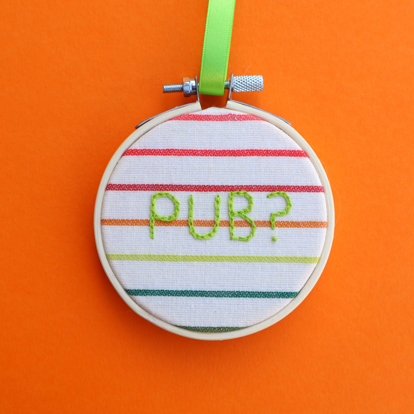 'Pub?' Embroidered Hoop