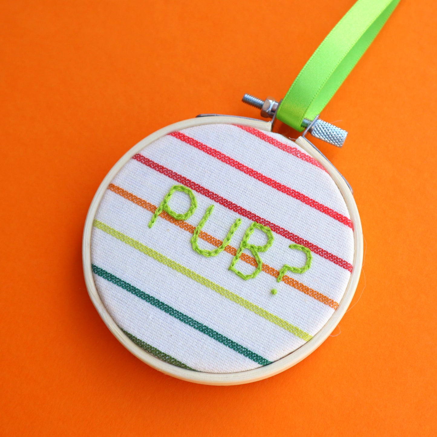 'Pub?' Embroidered Hoop