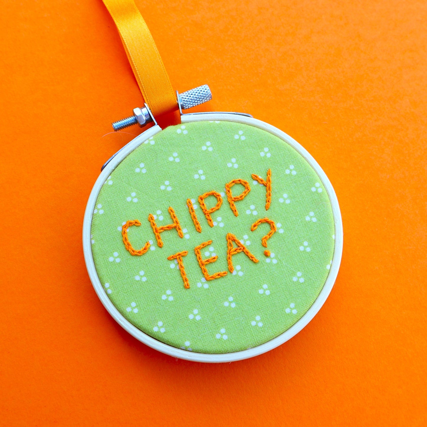 'Chippy Tea?' Embroidered Hoop