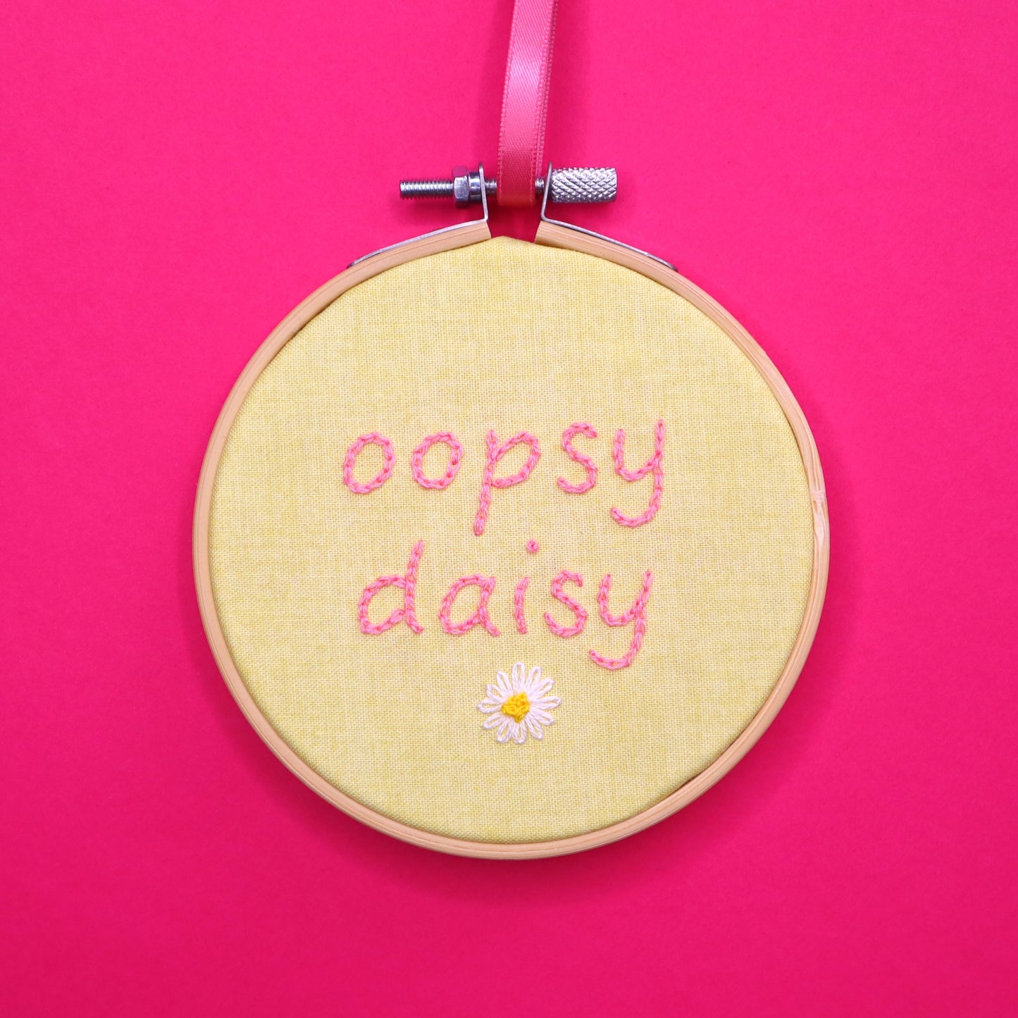 'Oopsy Daisy' Embroidered Hoop