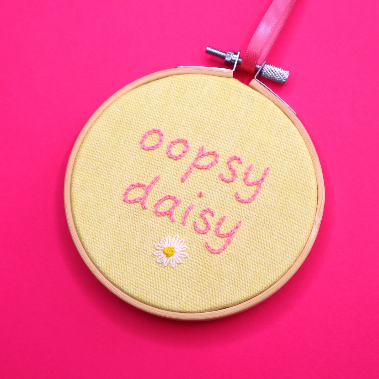 'Oopsy Daisy' Embroidered Hoop