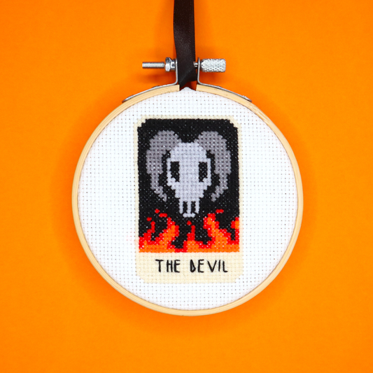 Pre-Order: The Devil Tarot Card Cross Stitch Kit